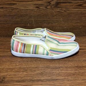 Keds canvas green womens slip on shoes white sneakers size 7.5